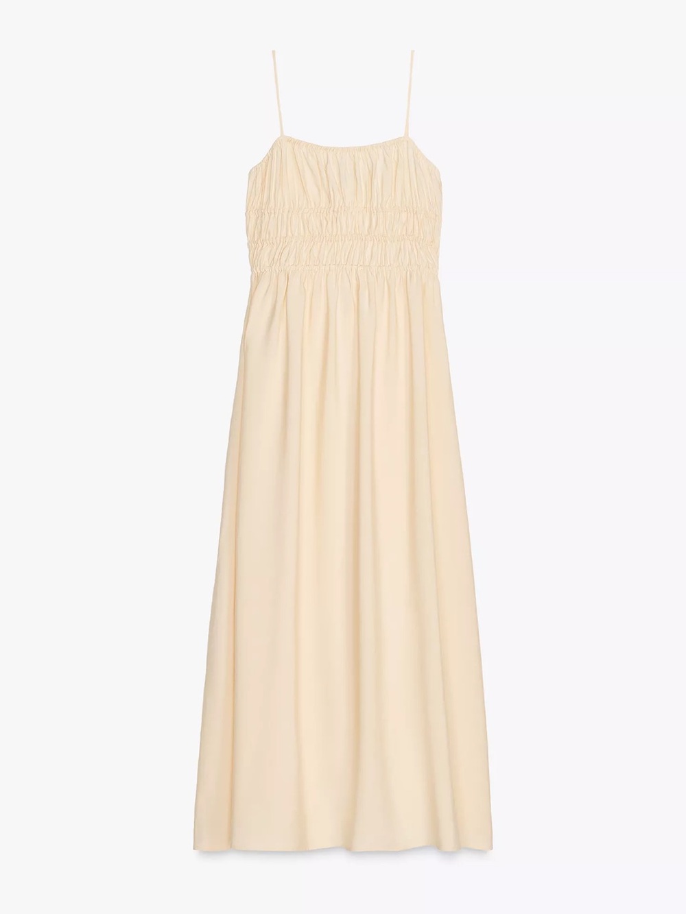 Zara yellow Smocked Spaghetti Strap Maxi